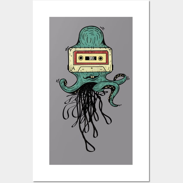 Retro Vintage Octopus & Cassete Wall Art by HelloDisco